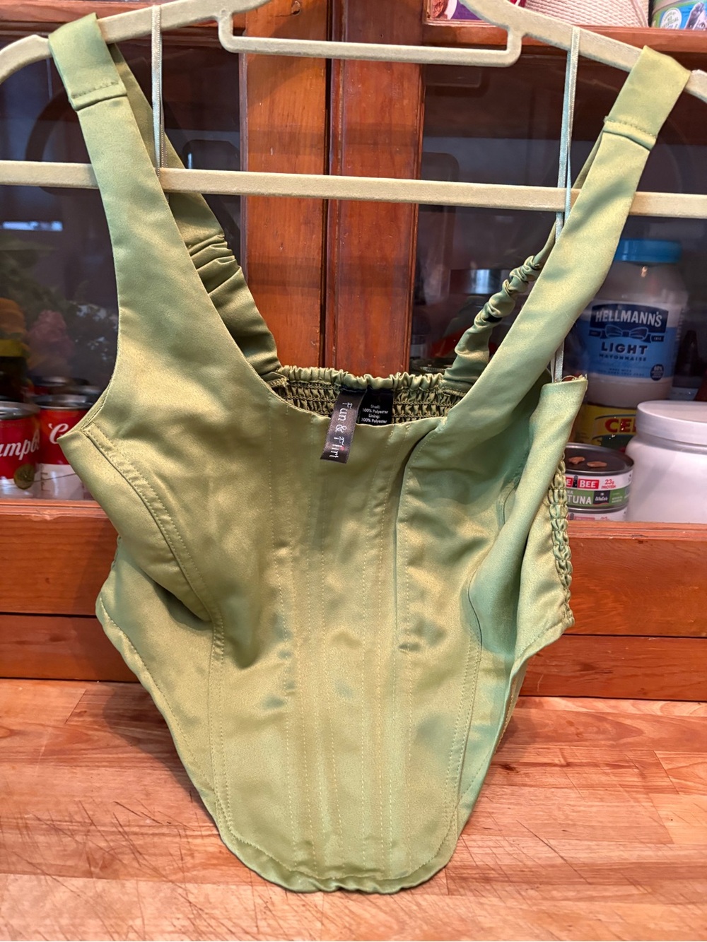 Lime-Green Cropped Tank Top with Wide Straps, and ribs in the front. SMALL,